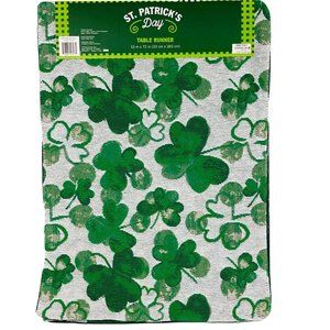 St Patricks Day Table Runner Shamrock Medley Tapestry Irish Decoration 13x72 New